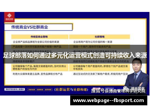 足球部落如何通过多元化运营模式创造可持续收入来源